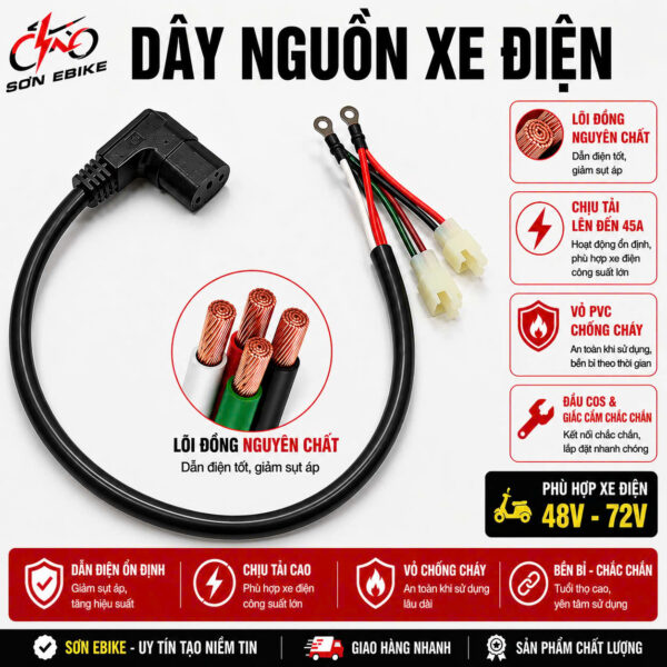Dây nguồn xe máy điện 10AWG bọc PVC chống cháy