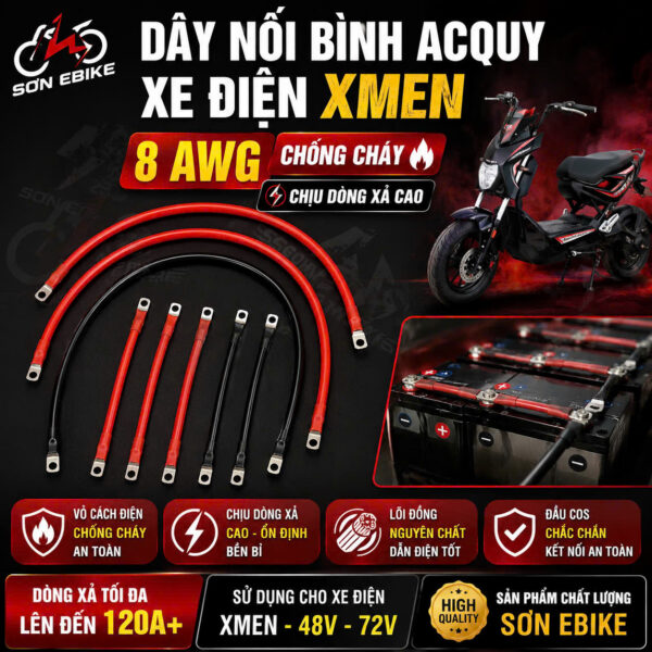 Dây nguồn xe máy điện 8AWG silicone chịu nhiệt 200°C