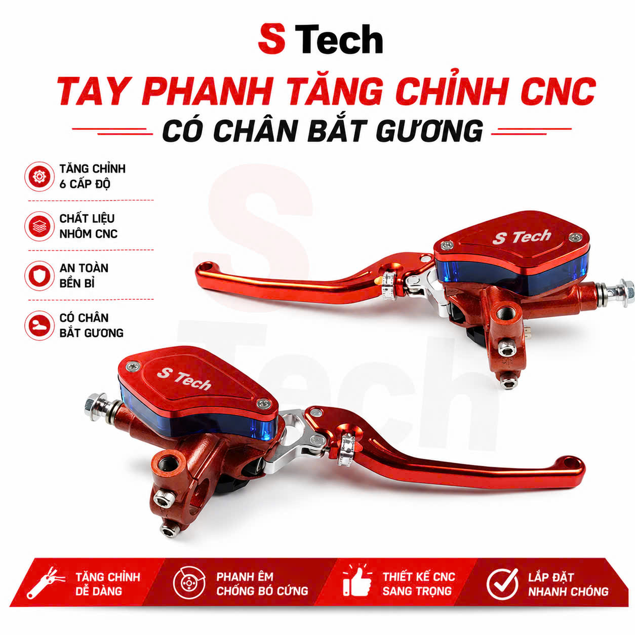 Tay phanh tăng chỉnh CNC S-Tech (có chân bắt gương)